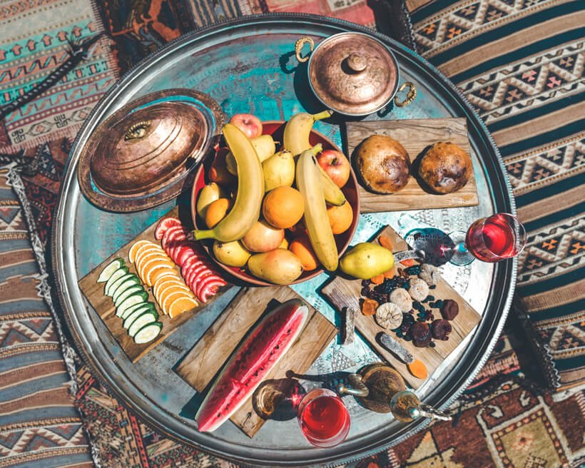 breakfast on a vintage tray