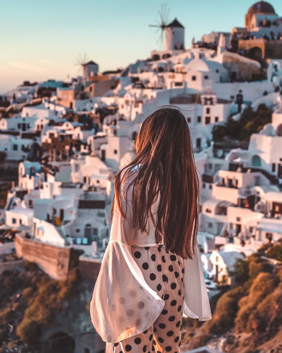the view from the castle towards the Oia centre