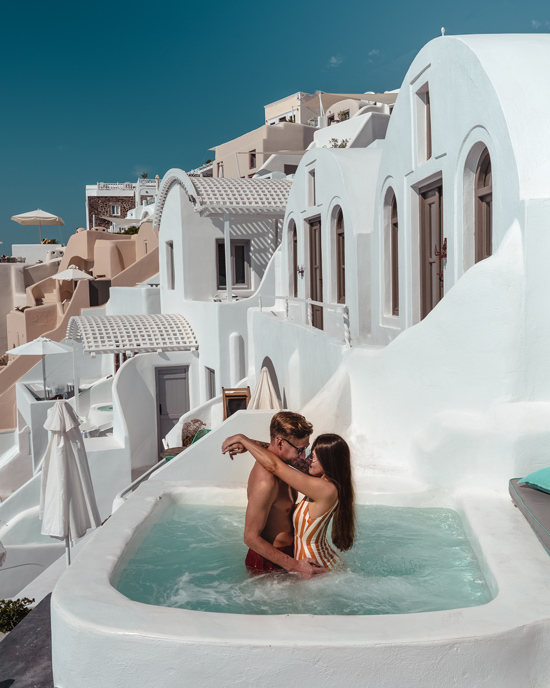 private jacuzzi in Sophia Luxury Suites
