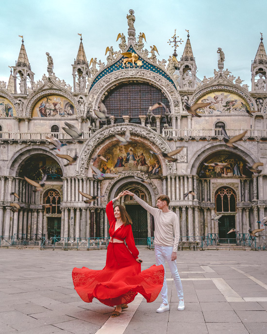 Dancing in front of St Mark’s Cathedral in Venice