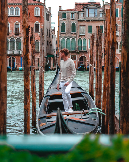 gondola on the pier in Grand Canal