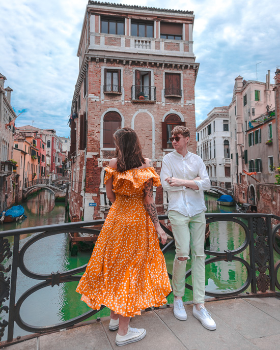 Anna and Iurii in front of the Palazzo Tetta
