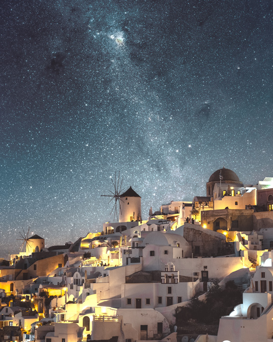 The Milky Way over Oia Santorini